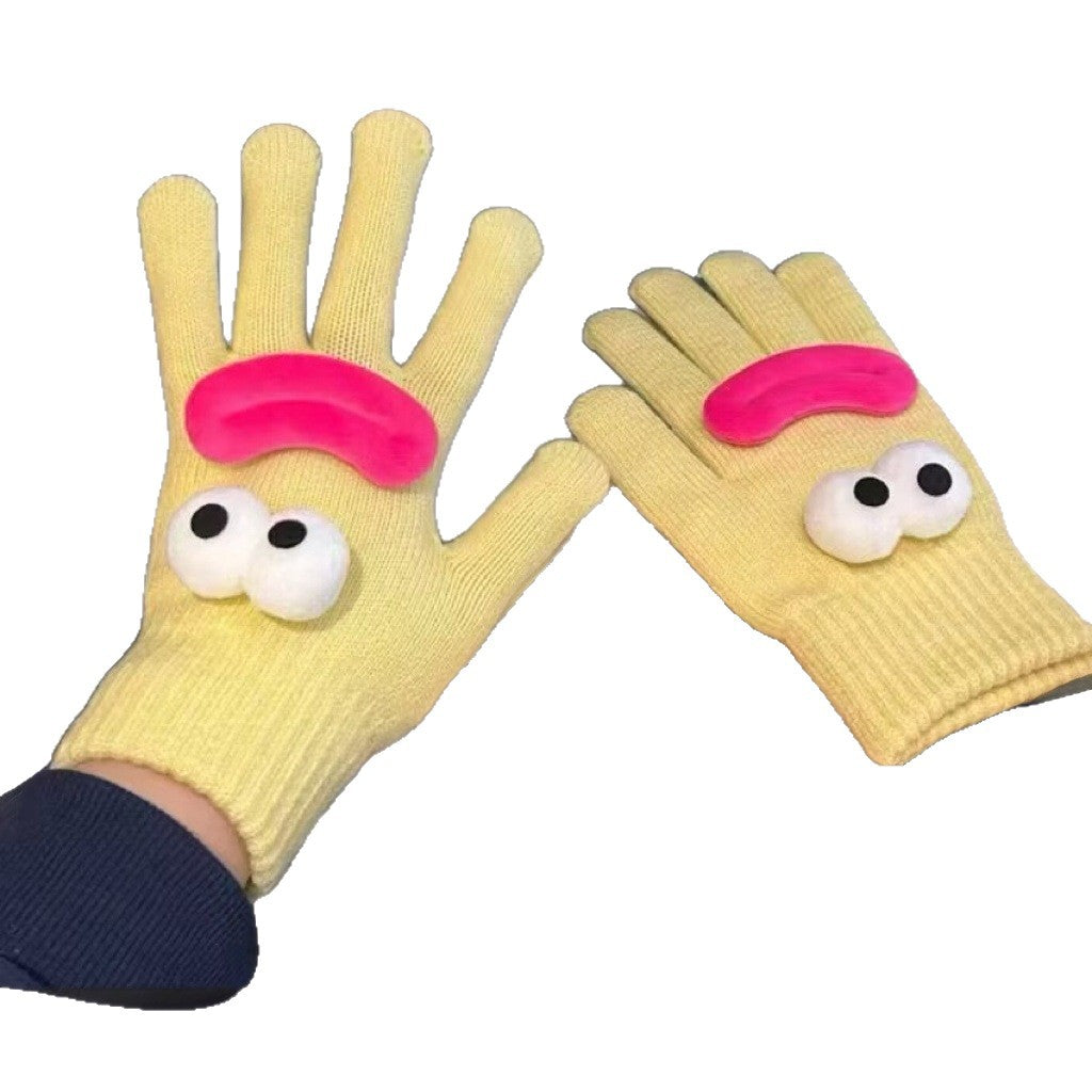 Wholesale Cute and funny warm fleece knitted gloves
